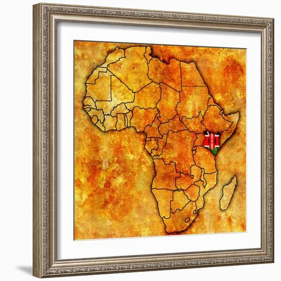 Kenya on Actual Map of Africa-michal812-Framed Art Print