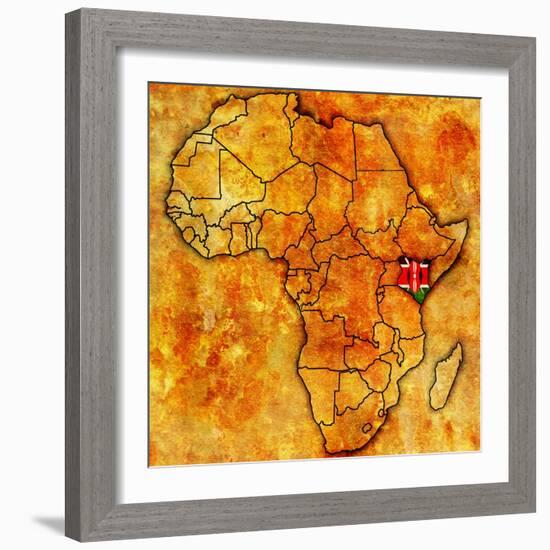 Kenya on Actual Map of Africa-michal812-Framed Art Print