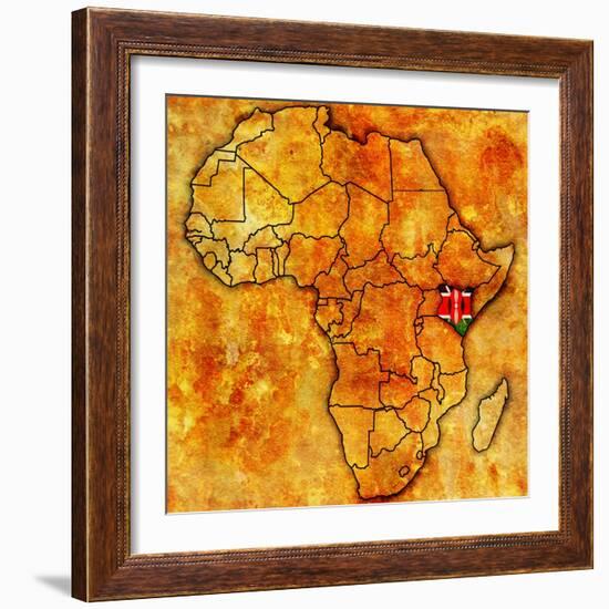 Kenya on Actual Map of Africa-michal812-Framed Art Print