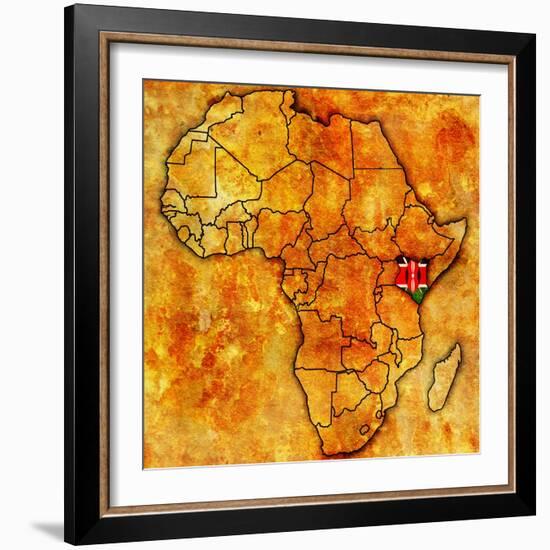 Kenya on Actual Map of Africa-michal812-Framed Art Print