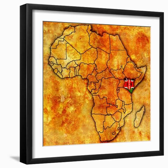 Kenya on Actual Map of Africa-michal812-Framed Art Print