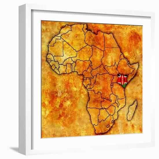 Kenya on Actual Map of Africa-michal812-Framed Art Print