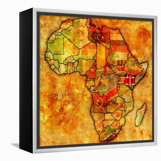 Kenya on Actual Map of Africa-michal812-Framed Stretched Canvas