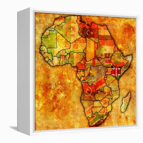 Kenya on Actual Map of Africa-michal812-Framed Stretched Canvas