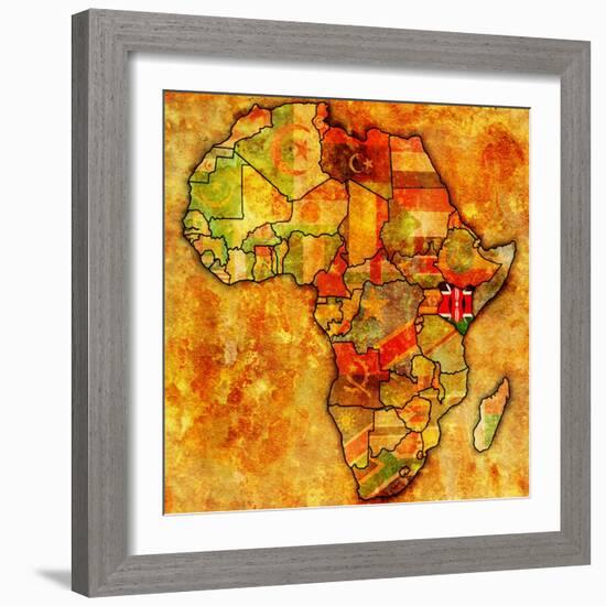 Kenya on Actual Map of Africa-michal812-Framed Art Print