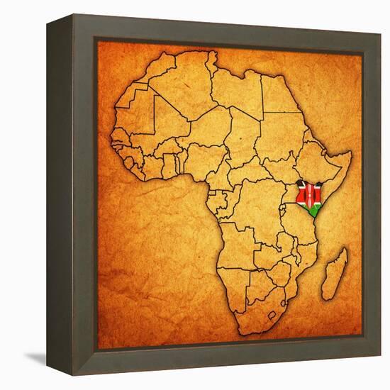 Kenya on Actual Map of Africa-michal812-Framed Stretched Canvas