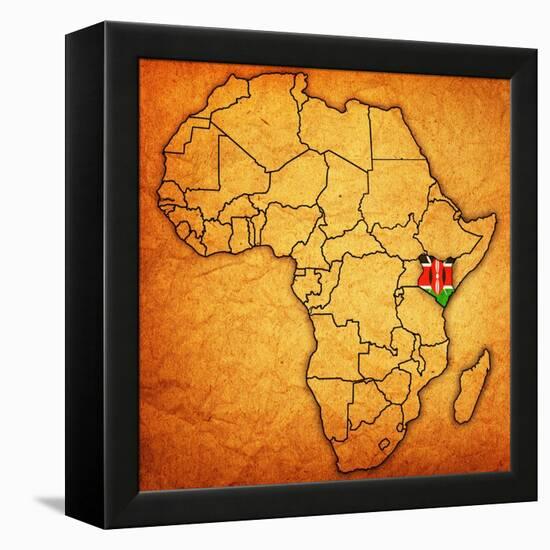 Kenya on Actual Map of Africa-michal812-Framed Stretched Canvas