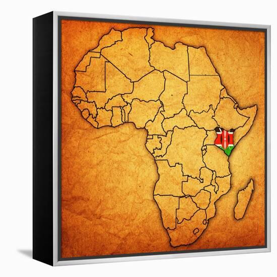 Kenya on Actual Map of Africa-michal812-Framed Stretched Canvas