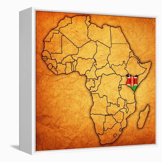 Kenya on Actual Map of Africa-michal812-Framed Stretched Canvas