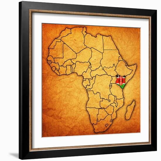 Kenya on Actual Map of Africa-michal812-Framed Art Print