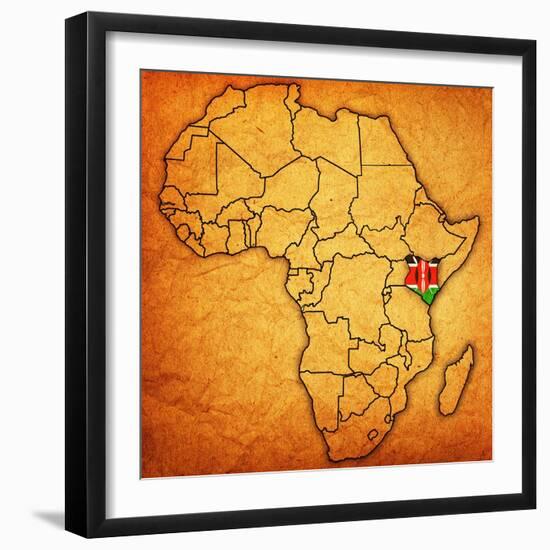 Kenya on Actual Map of Africa-michal812-Framed Art Print