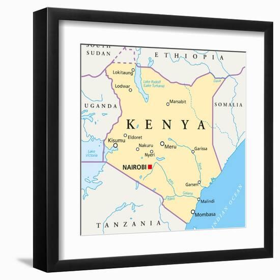 Kenya Political Map-Peter Hermes Furian-Framed Art Print