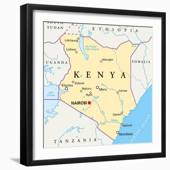 Kenya Political Map-Peter Hermes Furian-Framed Art Print