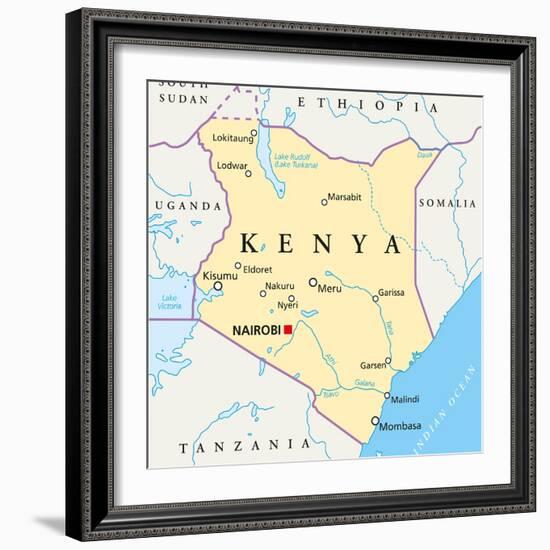 Kenya Political Map-Peter Hermes Furian-Framed Art Print