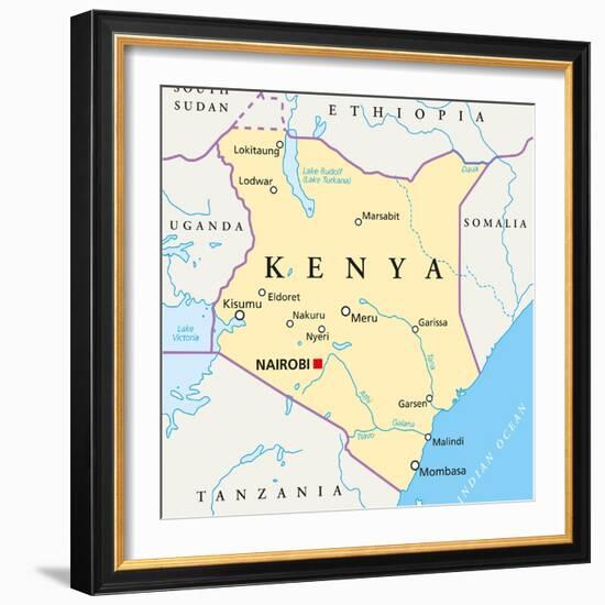 Kenya Political Map-Peter Hermes Furian-Framed Art Print