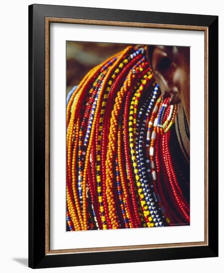 Kenya, Samburu Woman Wearing Decorative Beads-Thomasin Magor-Framed Photographic Print