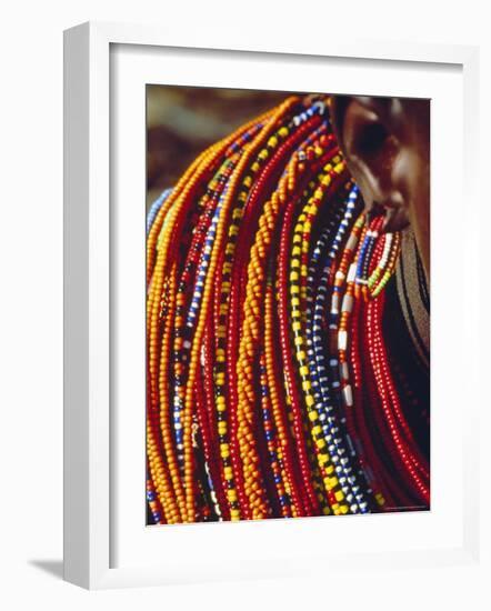 Kenya, Samburu Woman Wearing Decorative Beads-Thomasin Magor-Framed Photographic Print