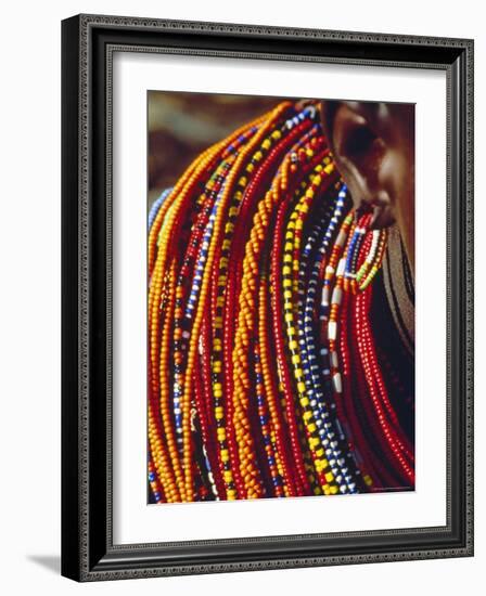 Kenya, Samburu Woman Wearing Decorative Beads-Thomasin Magor-Framed Photographic Print