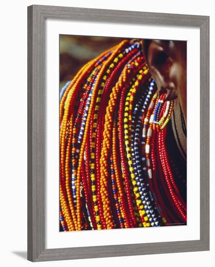 Kenya, Samburu Woman Wearing Decorative Beads-Thomasin Magor-Framed Photographic Print