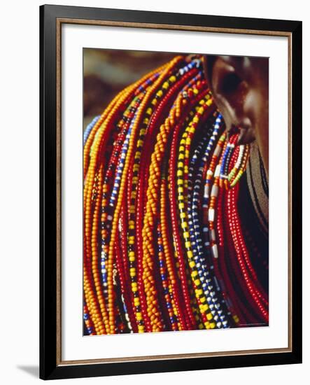 Kenya, Samburu Woman Wearing Decorative Beads-Thomasin Magor-Framed Photographic Print