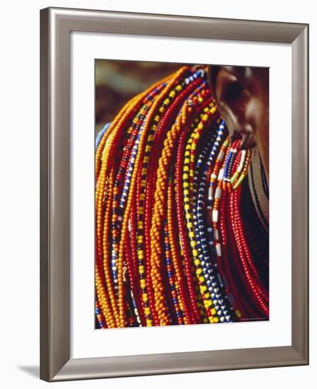 Kenya, Samburu Woman Wearing Decorative Beads-Thomasin Magor-Framed Photographic Print