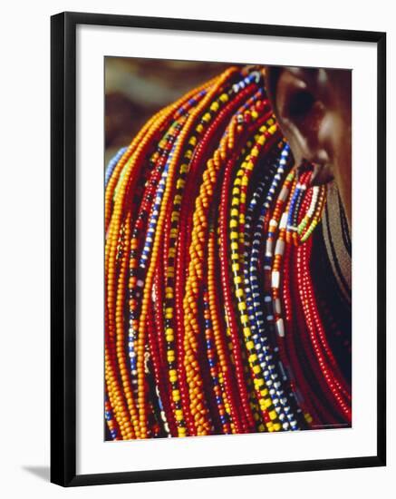 Kenya, Samburu Woman Wearing Decorative Beads-Thomasin Magor-Framed Photographic Print