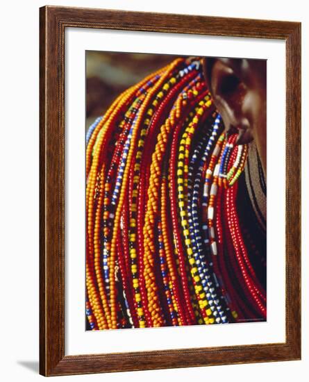 Kenya, Samburu Woman Wearing Decorative Beads-Thomasin Magor-Framed Photographic Print