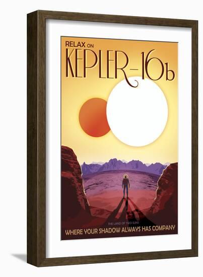 Kepler-16B Orbits a Pair of Stars in This Retro Space Poster-null-Framed Premium Giclee Print