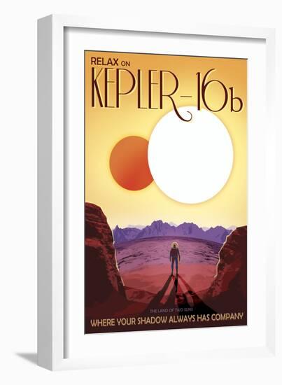 Kepler-16B Orbits a Pair of Stars in This Retro Space Poster-null-Framed Premium Giclee Print