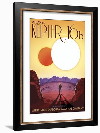 Kepler-16B Orbits a Pair of Stars in This Retro Space Poster-null-Framed Art Print