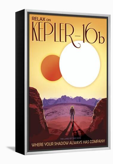 Kepler-16B Orbits a Pair of Stars in This Retro Space Poster-null-Framed Stretched Canvas