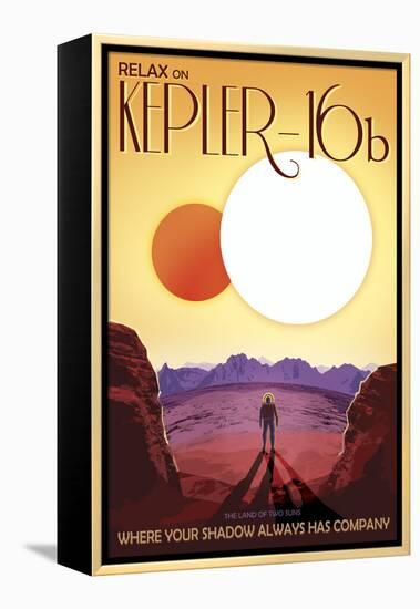 Kepler-16B Orbits a Pair of Stars in This Retro Space Poster-null-Framed Stretched Canvas