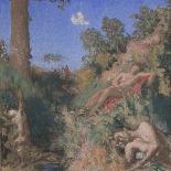 The Lovers on the River Bank, C.1910-20 (Pastel & W/C on Paperboard)-Ker Xavier Roussel-Giclee Print