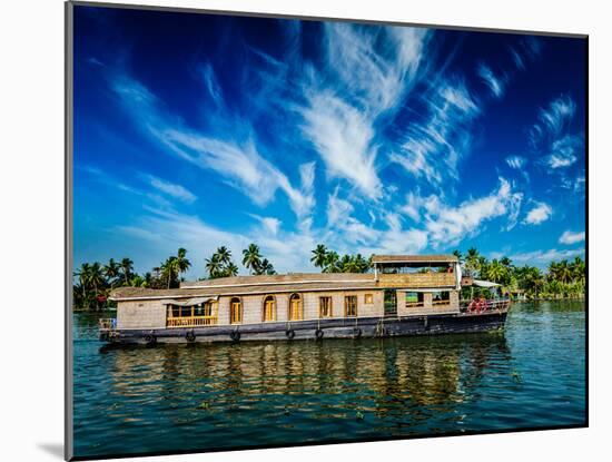 Kerala India Travel Background - Houseboat on Kerala Backwaters. Kerala, India-f9photos-Mounted Photographic Print