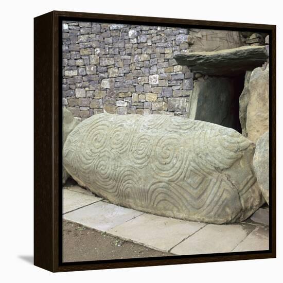 Kerbstone at the entrance to a passage grave, 26th century BC-Unknown-Framed Stretched Canvas