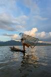 Intha Fisherman Rowing at Sunset on Inle Lake, Shan State, Myanmar-Keren Su-Photographic Print