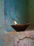 Lamp in a Little Shrine Outside Traditional House, Varanasi, India-Keren Su-Photographic Print
