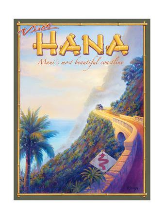 Visit Lahaina Kerne Erickson Vintage Style Travel Poster Print Maui Hawaii