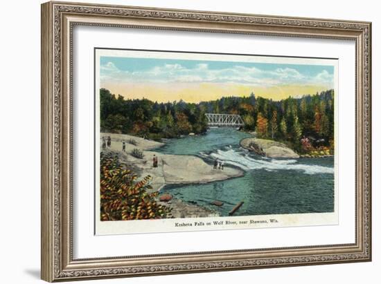 Keshena Falls, Wisconsin - Wolf River Near Shawano Scene-Lantern Press-Framed Art Print