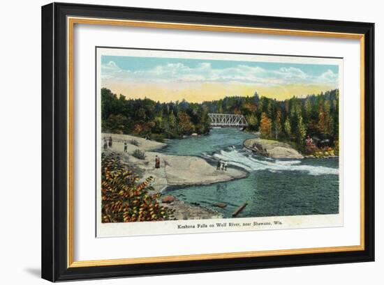 Keshena Falls, Wisconsin - Wolf River Near Shawano Scene-Lantern Press-Framed Art Print