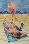 Flamingo On Sun Bather-Kestrel Michaud-Giclee Print