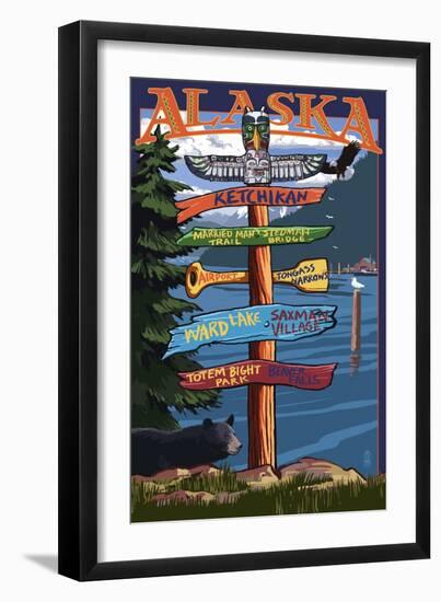 Ketchikan, Alaska - Destination Sign-Lantern Press-Framed Art Print