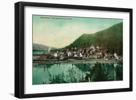 Ketchikan, Alaska Town View - First City in Alaska-Lantern Press-Framed Art Print