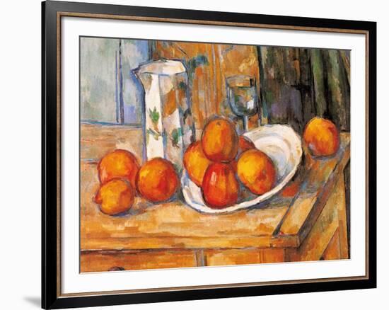 Kettle Glass and Plate with Fruit-Paul Cézanne-Framed Art Print