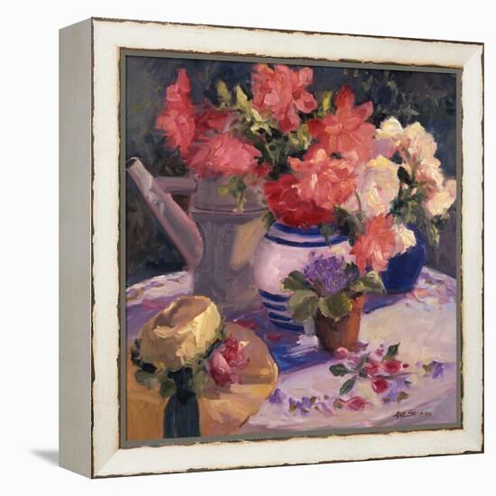 Kettle Hat and Flowers-Allayn Stevens-Framed Stretched Canvas