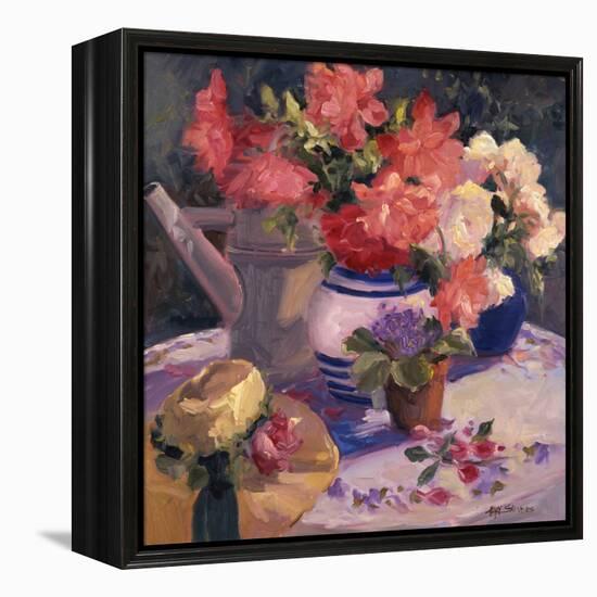 Kettle Hat and Flowers-Allayn Stevens-Framed Stretched Canvas