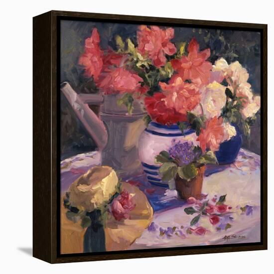 Kettle Hat and Flowers-Allayn Stevens-Framed Stretched Canvas