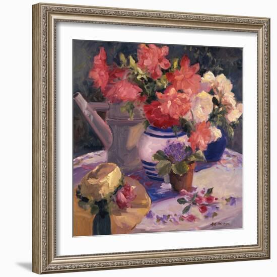 Kettle Hat and Flowers-Allayn Stevens-Framed Art Print