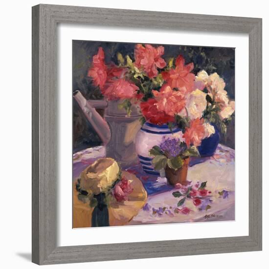 Kettle Hat and Flowers-Allayn Stevens-Framed Art Print