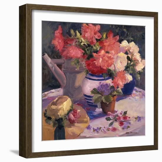 Kettle Hat and Flowers-Allayn Stevens-Framed Art Print